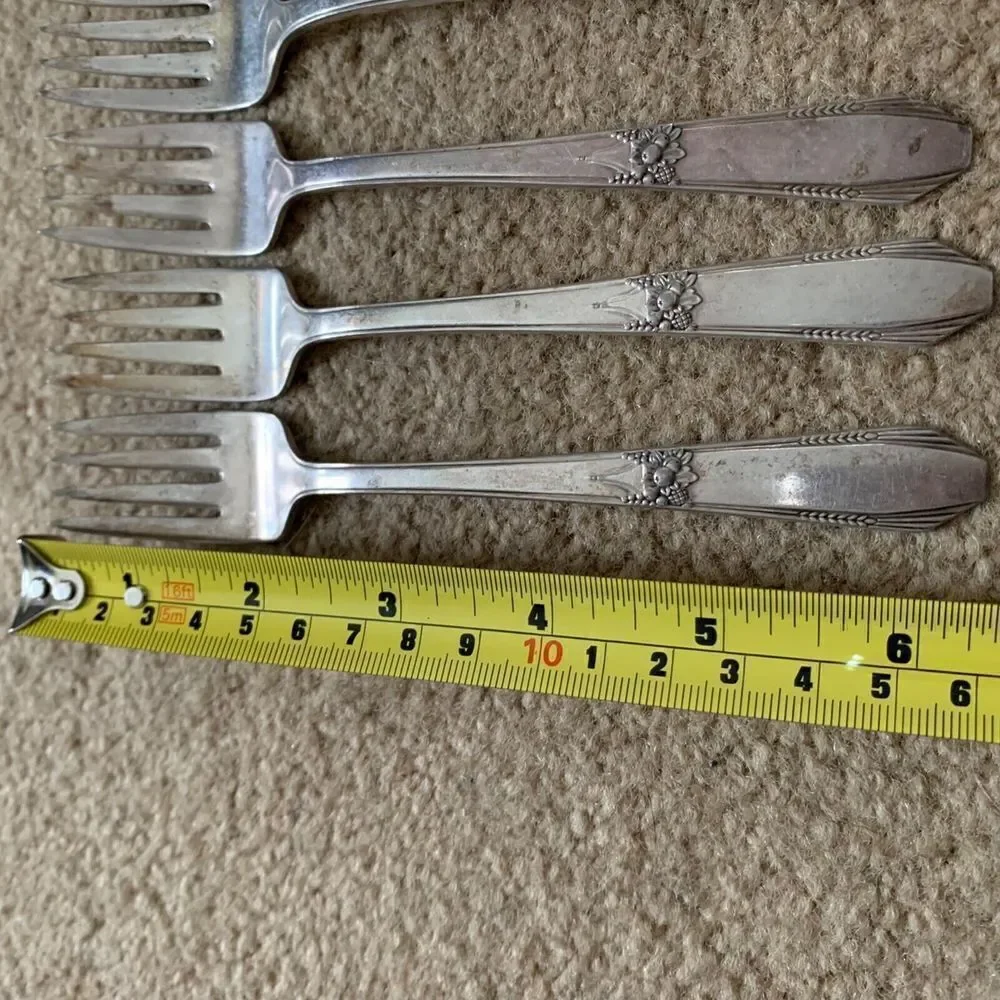 6 Wm. Rogers Memory Hiawatha Silverplate Flatware Salad Forks
